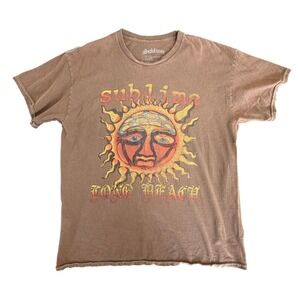 Sublime Sun Face Graphic T Shirt Mens Medium Brown Long Beach Band Tee Y2K Alt